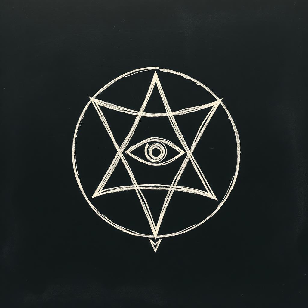 Hand-drawn occult sigil with eye and hexagram